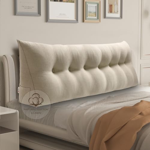 WOWMAX 80% Cotton & 20% Linen Blend Headboard Pillow – King...
