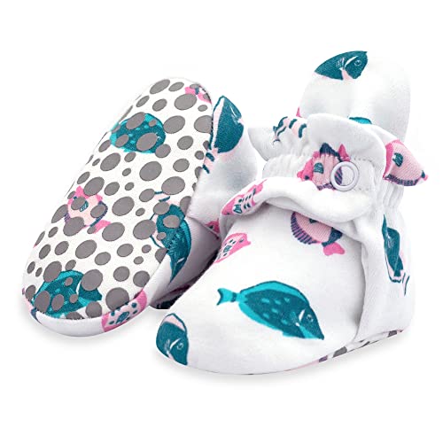 Image of Zutano Unisex Organic Cotton Baby Booties, Stay-On and Non-Slip, Newborn to Toddler