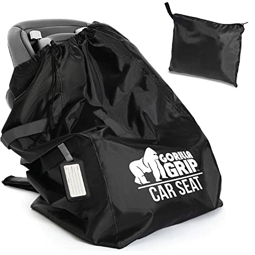 Image of Gorilla Grip Car Seat Travel Bag, Easy Carry Gate Check Airport Case,Water Resistant Protector Bags, Padded Straps, Fits Infant Carriers, Convertible and Booster Seats, Cover, Onyx
