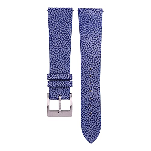 Handdn Stingray Leather Watch Bands for Men Women - Vintage Handmade Leather Watch Straps - Quick Release Watch Bands - 16mm, 17mm, 18mm, 19mm, 20mm, 21mm, 22mm, 23mm & 24mm Watch Bands (Blue)