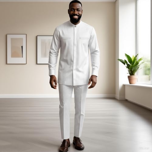 African Suits for Men Dashiki Shirt Pant Two Piece Outfits Casual Clothes Nigerian Attire2