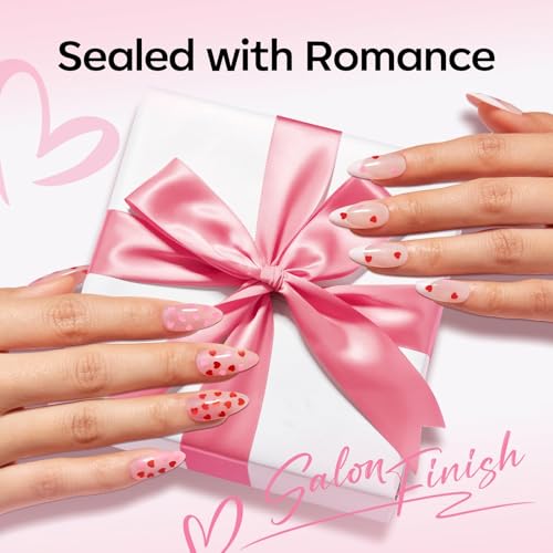 Image of modelones Valentines Gel Nail Polish, 2 Pcs 15 ML Pink Red Gel Polish Hot Pink Red Love-heart Glitter Gel Polish Shimmer Spring Soak Off LED Nail Art DIY Gift For Women Girl