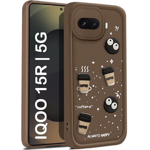 Image of TRUEUPGRADE Back Case Cover Compatible for iQOO 15R 5G|Cute Fun Cartoon 3D Ball | Coffee Silicone Case | Camera Protection | Body Protection | Shock Proof |Color Brown