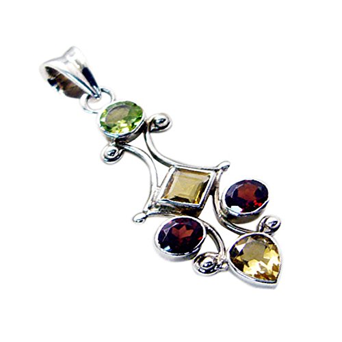 Pendentifs multi gemstone argent 925 pour éviter les allergies de peau - 3