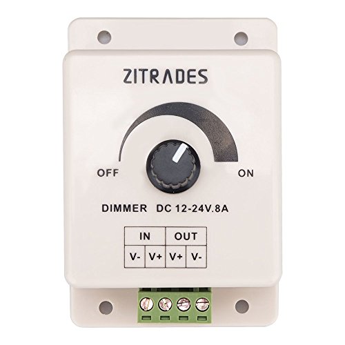 PWM Dimming Controller For LED Lights or Ribbon, 12 Volt 8 Amp,Adjustable Brightness Light Switch Dimmer Controller DC12V 8A 96W for Led Strip Light By Zitrades