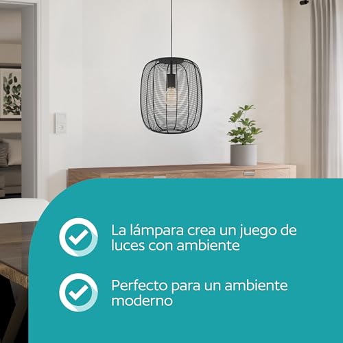 Lámpara colgante industrial de metal negro Eglo Rinroe casquillo E27 monofoco 3