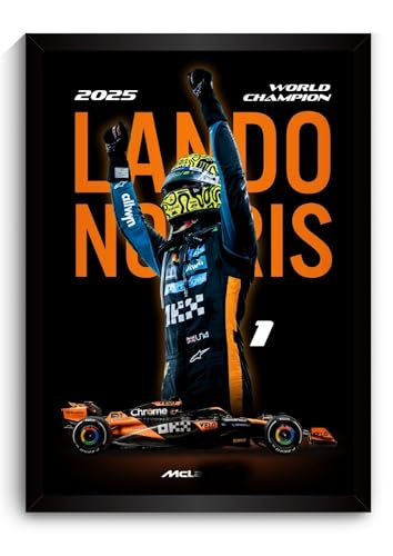 Image of Lando Norris Poster World Champion 2025 | Framed McLaren F1 Car A4 Sized (31 x 23 cm) | Lando Norris F1 Poster | McLaren Car Posters for Wall, Gift for Boys, Formula 1 Frames | Formula 1 Frame (F 167)
