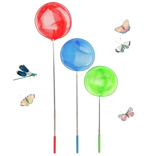 3 Pcs Fishing Nets for Kids Kids Fishing Net Outdoor Early Education Tools 3 Colours Mesh Nets for Catching Crabbing Bugs Insects Bugs Playing Outdoor Crabbing