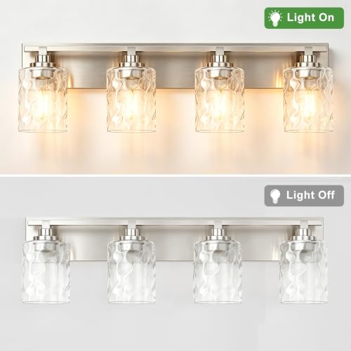Image of Bathroom Light Fixtures,4-Light Brushed Nickel Vanity Lights Over Mirror