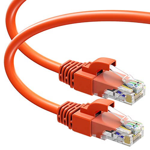 Maximm Cat6 Snagless Ethernet Cable - 25 Feet - Orange - [2 Pack] - Pure Copper - UL Listed - Cable Ties Included