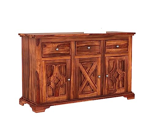 Image of Solid Sheesham Wood Wooden Chest of Drawers with Drawer Storage | Multipurpose Storage Cabinet Rack for Bedroom Home Living Room (Carrock, Honey Finish)