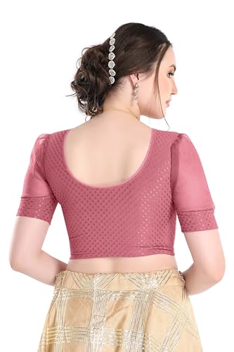 Image of FINESTFIT Stay On Trend Fashion 100% Cotton Readymade Blouses for Women,Round Neckline with Organza Balloon Sleeves.