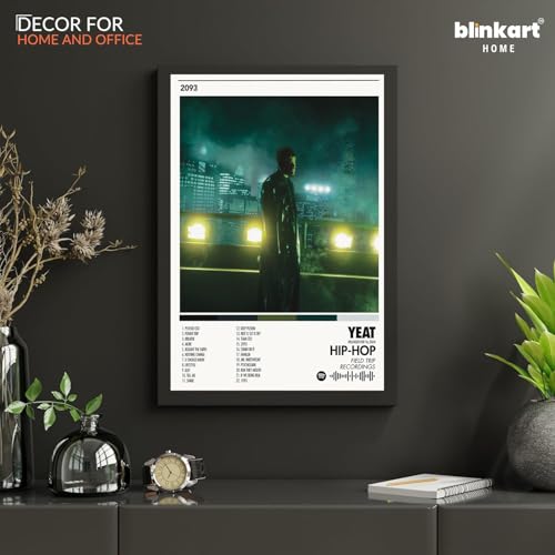 Image of BLINKART YEAT- 2093 Wall Photo Frames | Wall Art for Bedroom, Living Room, Studio or Office | Album Cover Print with Spotify Song Link QR Code | Gift for Fans - 8x12 In