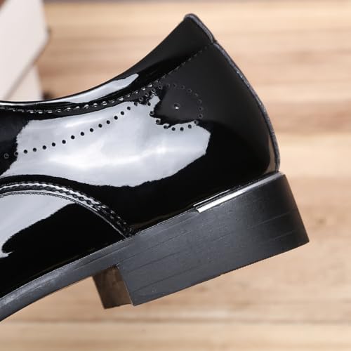 Image of Men Fashion Dress Business Shoe Pointed Toe Floral Patent Leather Lace Up Oxford Black Brown Red Grey