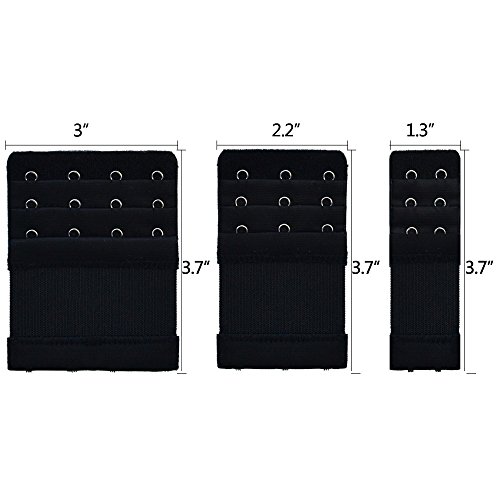 Bantoye 9Pcs Bra Extender 2 Hooks/3 Hooks/4 Hooks Nylon Elastic Back Bra Band Extension Strap Black & White & Nude #TOP1