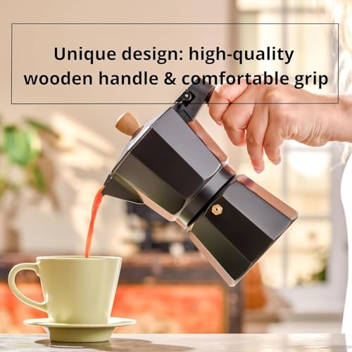 Image of Italian Style Moka Pot - Stovetop Espresso Coffee Maker, Classic Aluminum Percolator, Portable Manual Coffee Brewer for Rich & Authentic Espresso (can make 2 cups)