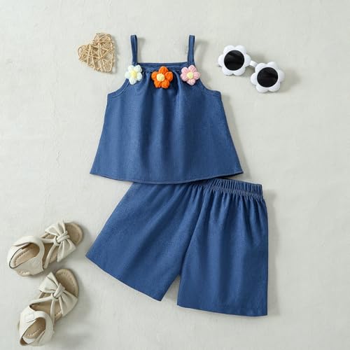 Image of Weebaby Toddler Girl Clothes Baby Summer Outfits Sleeveless Halter Top Ruffle Short Set Cute Kids Clothes Girls