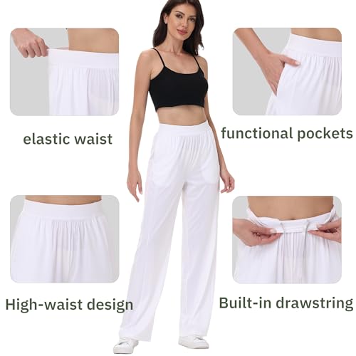 Ice Silk Wide Leg Casual Loose Pants Palazzo Cooling Dress Trousers High Waist Pockets UPF50+ Sunscreen4