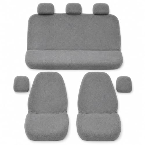 Image of JK Curtains Universal Fit Car Seat Cover Towel for 5 Seater Cars | Soft Plush Fabric Front & Rear Seat Covers with Headrest Covers | Full Seat Coverage | Washable & Reusable | Car Seat Protector