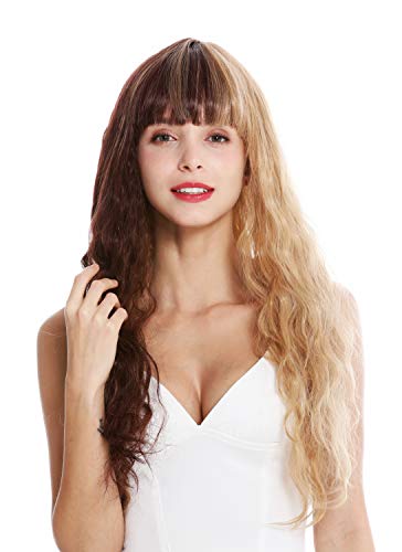 WIG ME UP- GFW2644 peluca mujer flequillo pelo largo ondulado split coloraci�n dividida mechas colores rubio y casta�o emo g�tica