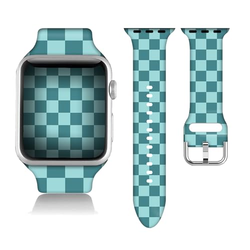 Correa compatible para Apple Watch silicona azul a cuadros