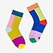Verloop Mismatch House Socks - Unisex - Womens 6-9, Mens 5-7.5 - Fleece-lined - Slip-resistant - Rainbow