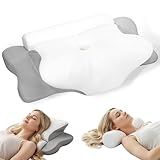 LAMB Orthopädisches Memory Foam Kissen, Ergonomisches Seitenschläferkissen, Zwei In Einem Nackenstützkissen Und Nackenrollenkissen, Kopfkissen Bei Nackenschmerzen, Schlafkissen Für Seiten, Grau