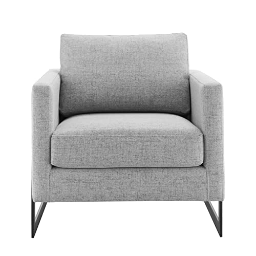 Sillón tapizado de tela Gris claro miniatura 5