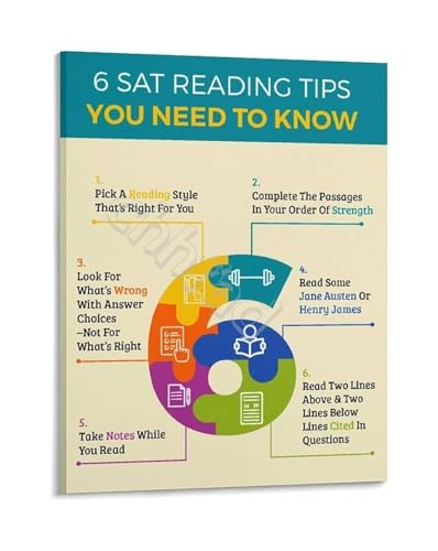 Academic Success Reading Tips Educational Canvas Poster Wall-Art Decor Motivational Print for Students and Book Lovers(Framed,16