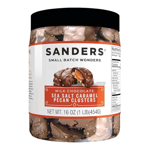 Sanders Milk Chocolate Sea Salt Caramel Pecan Clusters - 16 oz Tub