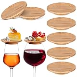 Tessco 8 Pcs 4" Wine Glass Charcuterie Topper Bamboo Round Wine Glass Charcuterie Board Dual Use Cups Topper Appetizer Plates for Christmas Party Family Gatherings Bars Restaurants