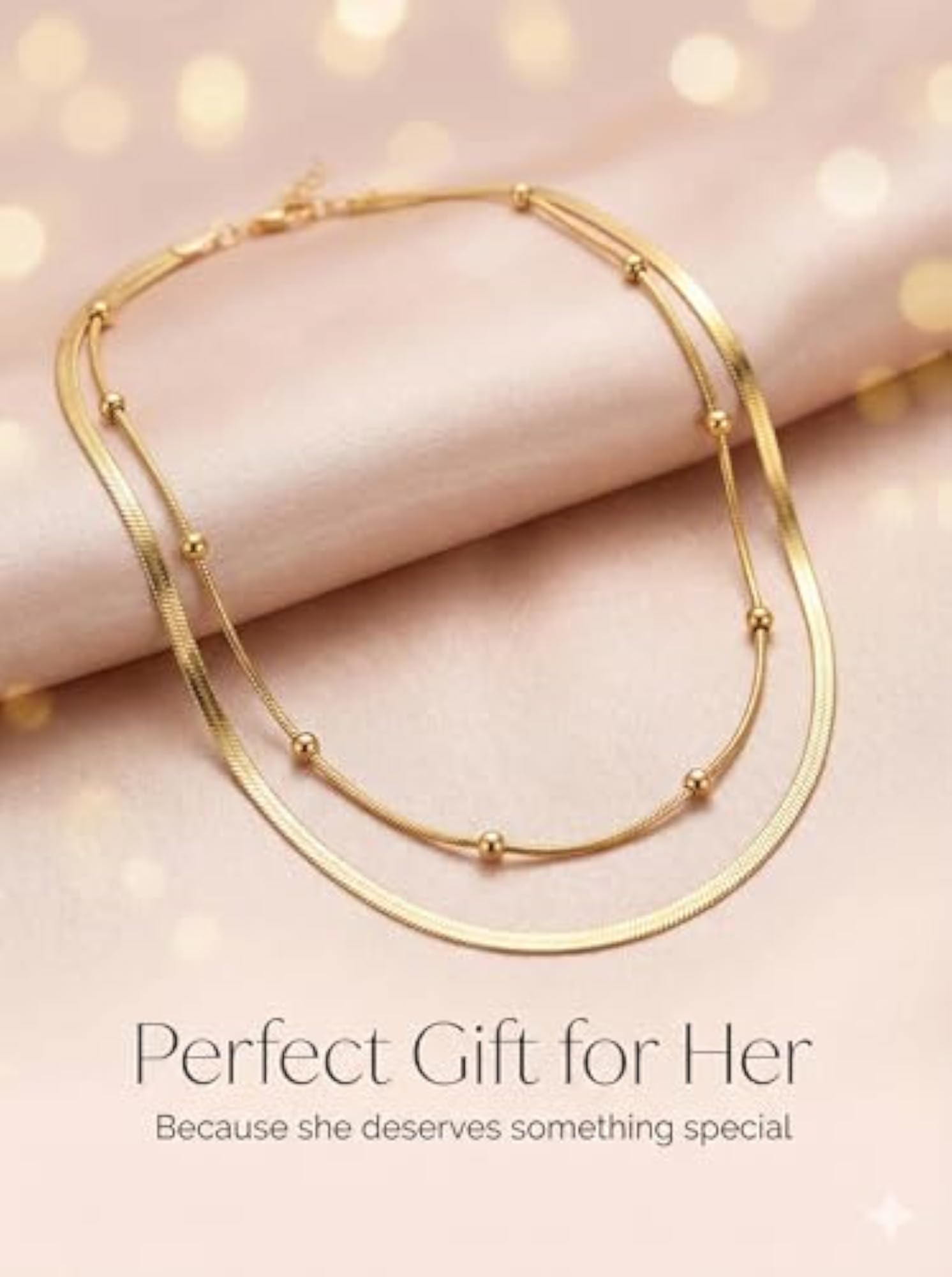 2 Layer Anti Tarnish Necklace for Women, Stylish Design