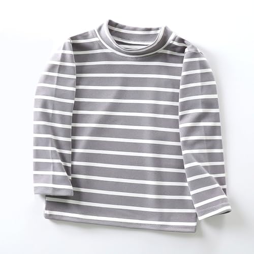Toddler Girls Long Sleeve Striped Turtleneck Tee Shirts Cotton Soft Pullover Slim Stretchy Crewneck Tops Kids Boys Undershirt4