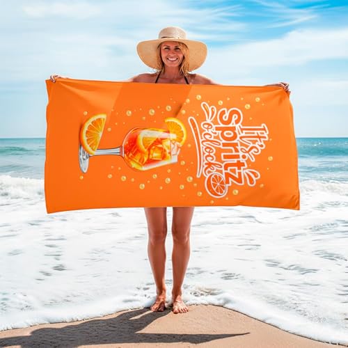 aperol geschenk,aperol handtuchStrandtuch ,Mikrofaser 140x70 cm mit Spritz Motiv, Leicht Schnelltrocknend Sandfrei Badetuch Sommer Handtuch Reise Pool Strand Zubehör Geschenk Idee für Frauen Männer Ur