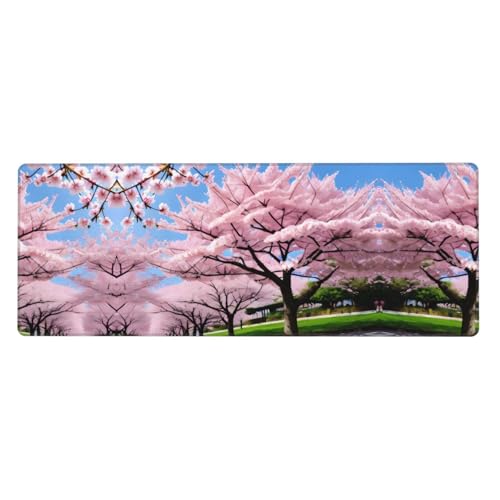 Tapis de souris de jeu fleurs de cerisier roses 80 x 30 cm antidérapant
