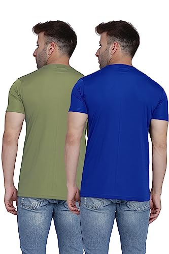 Image of TQH Men Dri Fit Polyester Half Sleeve Round Neck Multicolor t Shirts - Combo Set of 2