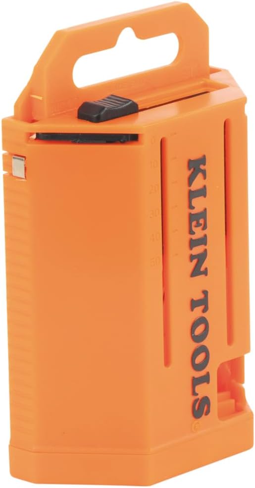 Klein Tools 44127 Utility Knife Blade Dispenser with 50 Precision Ground Replacement Hook Blades for Long-Lasting Sharpness