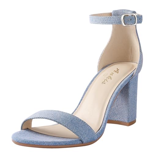 Image of Ankis Heels for Women Open Toe Ankle Strap Chunky Heel Sandals 2.75 Inch