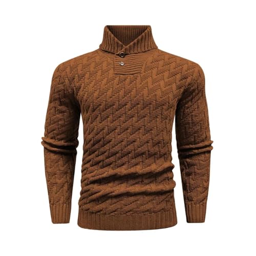 Men's Shawl Collar Pullover Solid Sweater Casual Cable Knit Button-Up Tops3