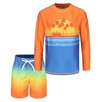 UV Set Jungen Badeshirt Zweiteilig Langarm Schwimmshirt Jungen Baby Beach Shorts Kinder Badeanzug 86 92/1-2 Jahre