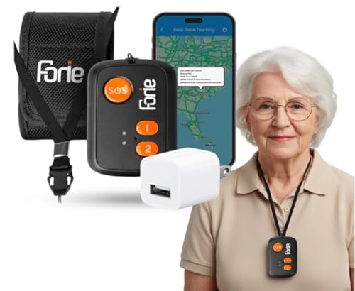 FONIE GPS Medical Alert System for Seniors - 4G Mini Phone with Real-Time Tracking - Fall Detection, Panic SOS Button, Two-Way Voice Talk – Wearable and Waterproof - Subscription Required