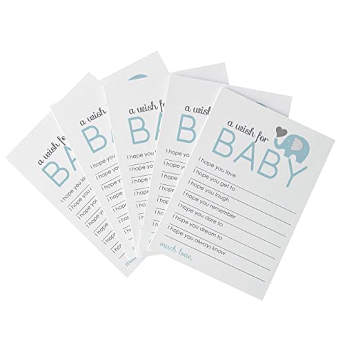 Blue Elephant Wishes For Baby Shower (20 Pack) Memories And Advice Cards For Wishing Well Guest Book Alternative Birthday Time Capsule Party Activity For Guests Royal Prince #TOP2