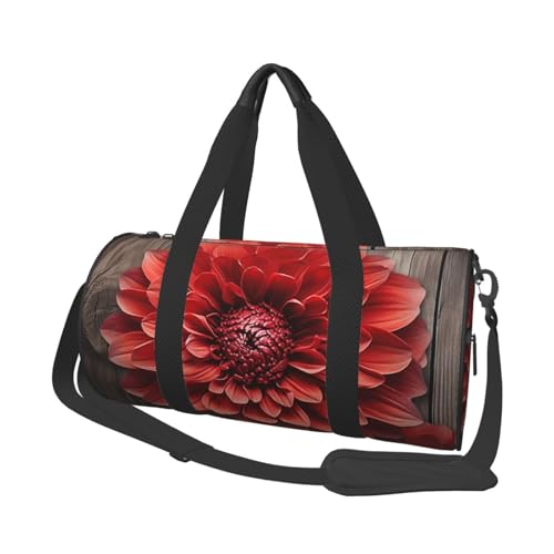 Travel Duffel Bag Sports Gym Bag With Shoes Compartment,Lightweight Overnight Weekender Bag Flower Red Dahlia Yoga Gym Sports Bag For Men Women