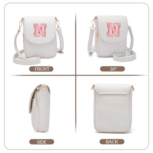 Image of Viverte Crossbody Purse for Teen Girls Small Initial Cell Phone Toddler Purse Leather Triple Compartment Crossbody Bags