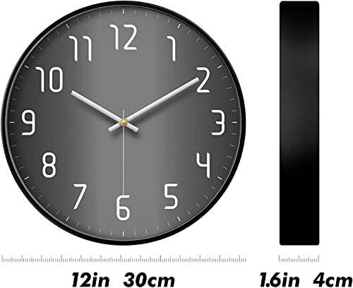 Image of Wall Clock 12 inch Silent Quartz Decorative Wall Clock Non-Ticking Classic Digital Clock Battery Operated Round Easy to Read Handheld Complete Home /Kitchen /Bedroom (434)