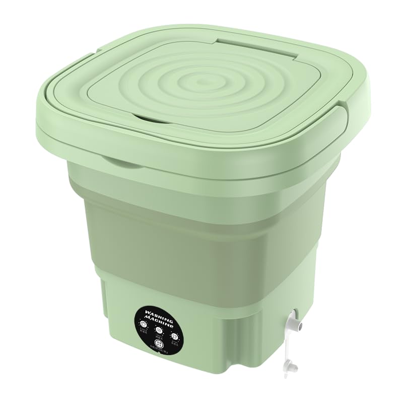 Mini Lavatrice Pieghevole 8L Portatile Mobile Lavatrice Ad Ultrasuoni, Lavatrice Piccola Lavatrice con Asciugatrice per Campeggio, Viaggio, 3 Modalità di Pulizia, Capacità (Verde)