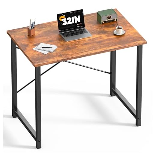 DUMOS 32 Inch Office Small Computer Desk Modern Simple Style Writing Study Work Table for Home Bedroom - Wood Brown