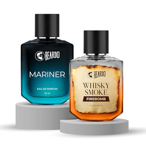 Beardo AquaFlame Perfume Set- Mariner & Whisky Smoke Firebomb Perfume for Men (50ml x 2) | Long Lasting Fragrance | Long Lasting Perfume for Men | Gift for Men | Gift for Friend