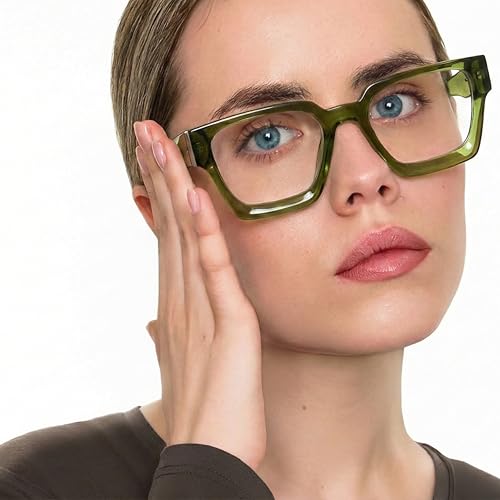 Image of livho Oversized Eyewear Frame for Woman and Men - Rectangle Fashion Glasses for Computer, Chic Preppy Frame