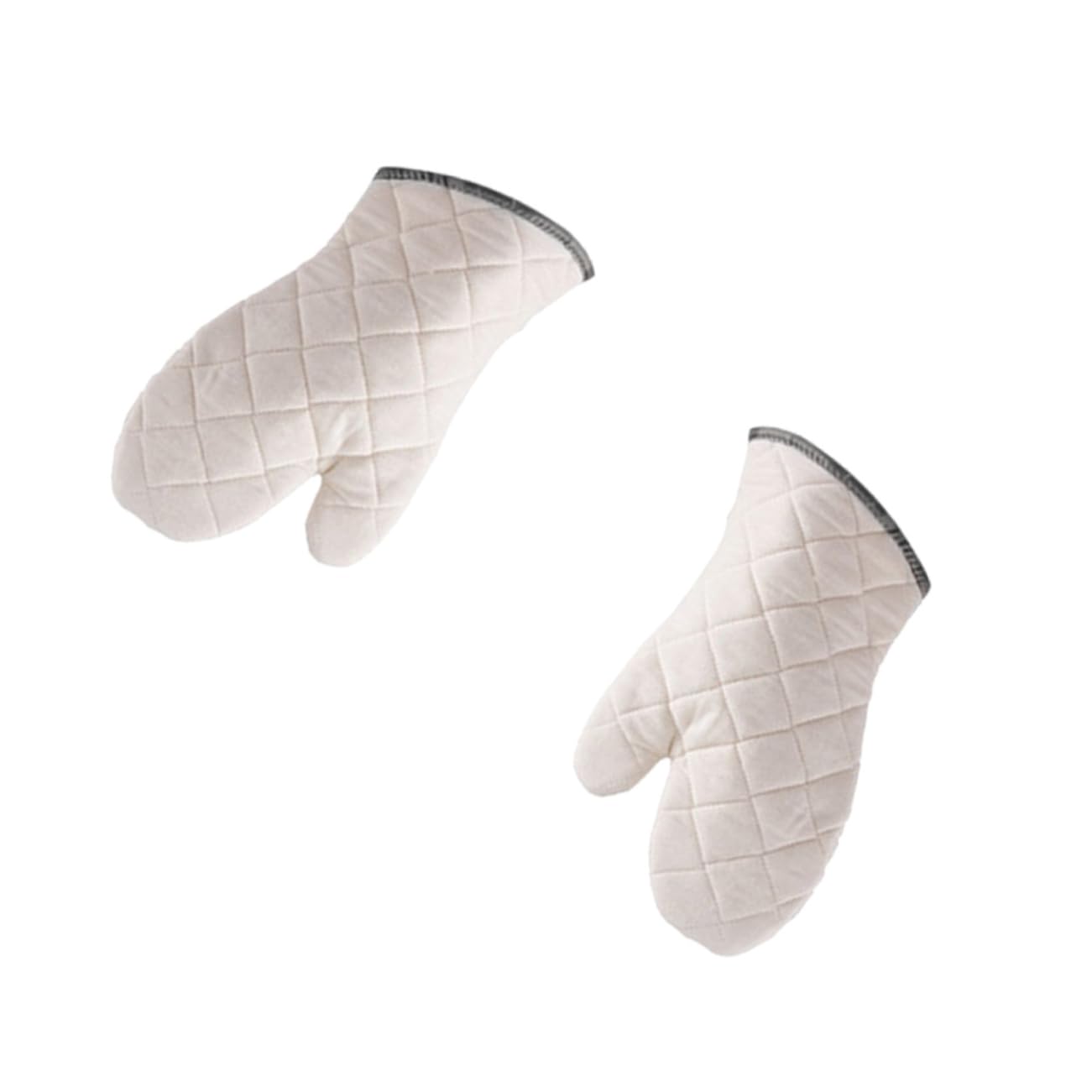 Alipis 2Pcs White Cotton Heat Resistant Oven Mitts for Kitchen and BBQ Medium Soft and Flexible Cooking Gloves with Non Slip Grip for Home and Restaurant Use